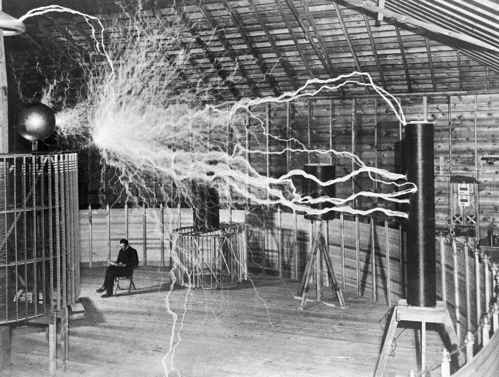 Tesla in his Colorado Springs laboratory, 1899